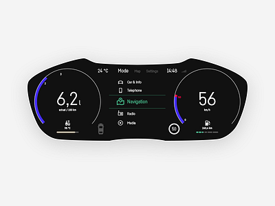 HMI menu car dashboard design display hmi icon ui ux