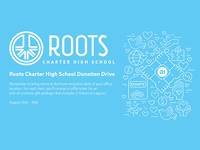 Roots Donation Drive charity design donation food illustration roots school typography