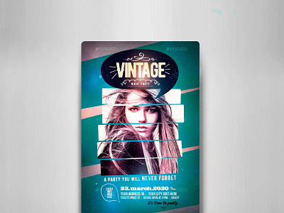 Vintage Night Flyer Template concert disco event flyer fashion hipster invitation night club party promotion retro show theater
