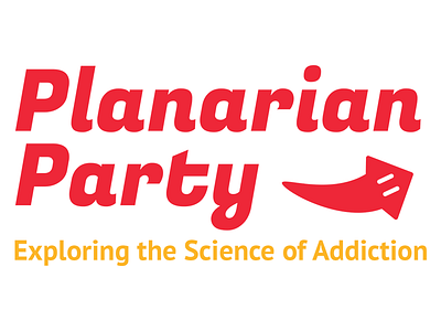 Planarian Party logo addiction education flatworms logo planarians science