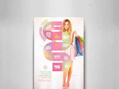 Shopping Tour Flyer Template boutique chic cute fashion fresh sale shop shopping show silhouettes store vertical