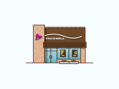 Taco Bell bell brick building fast food food illustration restaurant taco tacos