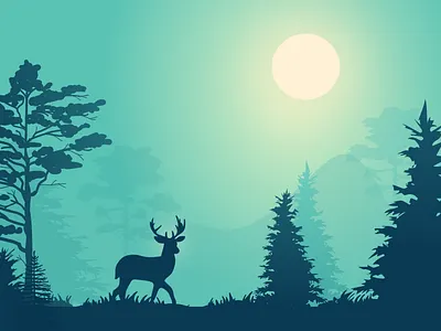 The deer and forest deer forest