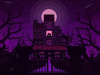 Exploration Illustration house illustration moonth sky tree