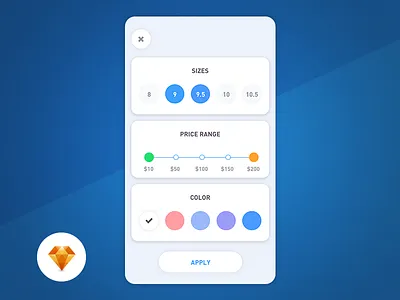 Filters - Day96 My UI/UX Free SketchApp Challenge app color ecommerce filter freebie mobile shop size sketchapp