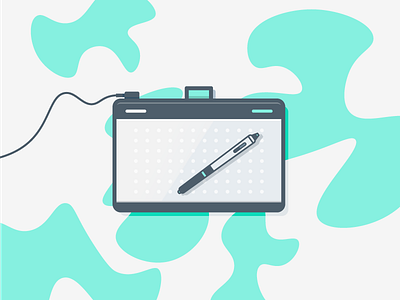 Wacom flat green icon minimal pen point shapes tablet vector wacom