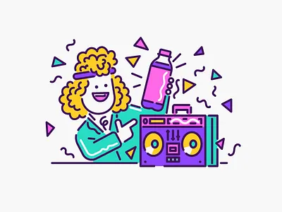 I'm a 80's guy 80s character funky illustration line art patswerk radio retro vector
