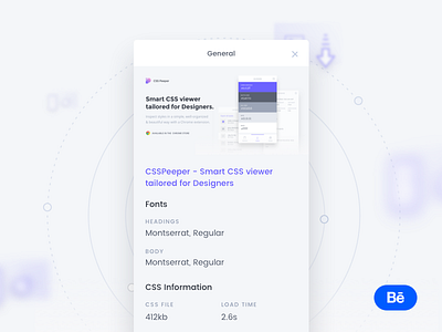 CSS Peeper - General Tab behance case css csspeeper homepage inspector landing page product study ui web