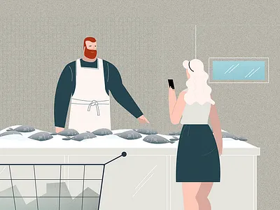 Fishly style frame character fish fish shop illustrations male men style frame vector women