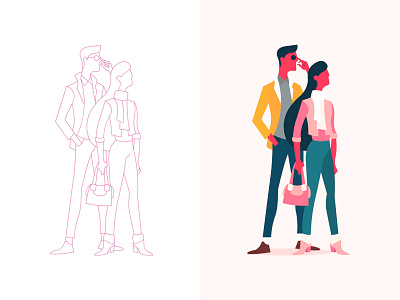 Couple couple drawing female male vector