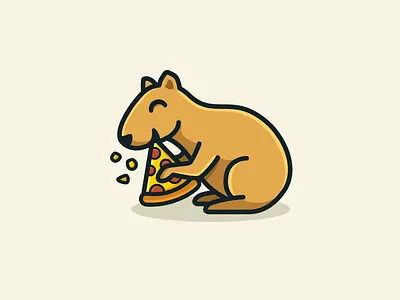 Mocó / Rock Cavy brand branding character mascot cute friendly fun flat cartoon comic food snack italy pizzeria logo identity mocó rock cavy pizza restaurant rodent animal smile happy symbol mark