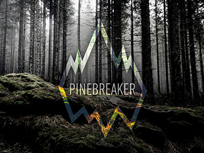 Pinebreaker Proto ad band banner design forest green logo nature pine symbol