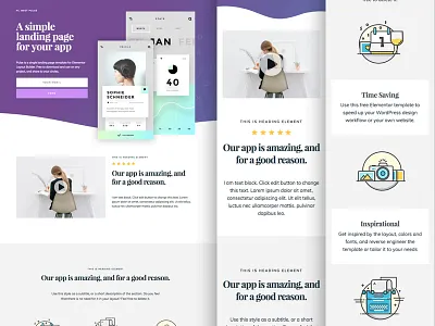 App landing page template for elementor app elementor homepage landing page mobile wordpress