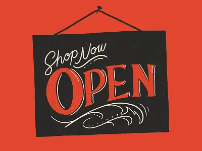 Shop Now Open hand lettering lettering open sign shop society6
