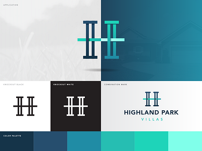 Highland Park branding color h home house housing icon letter logo mark palette