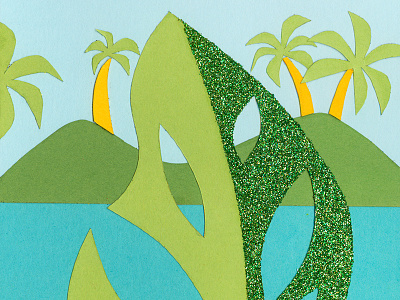 Mary Blair Tribute cut paper disneyland french paper company glitterl illustration island its a small world leaves mary blair palm trees water