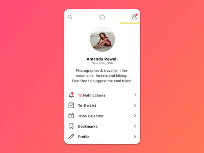 Profile Screen app avatar ios minimal profile sf travel ui