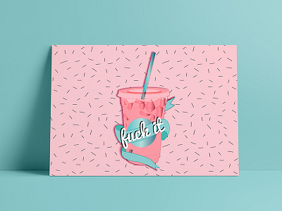 Fuck It coffee fuckit iced coffee illustration pantone retro spring summer