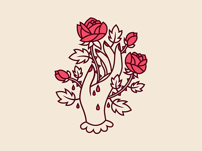 Hand & Rose blood cliche death feminine grotesque hand macabre red rose thorn vine