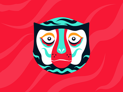Funky Giappo Monkey animal colorful flat illustration minimal monkey pattern