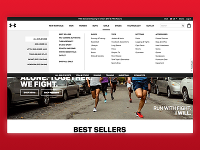 UndeArmour Top Nav Redesign destop ua ui underarmour ux web