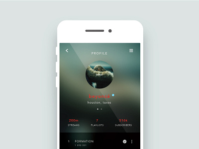 Daily UI Challenge — #006 beyonce daily ui challenge music playlists profile streaming ui user profile webdesign