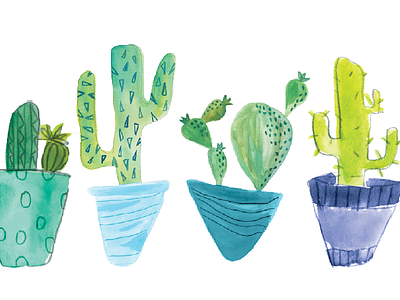 illustration of cacti blue cactus green illustration invitation watercolor