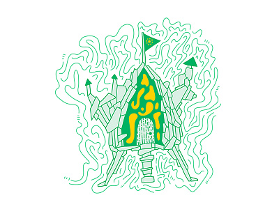 Home on the Range abstract cabin green home illustration illustrator quirky yellow