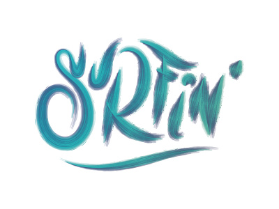 Surfin' colors effect handmade lettering logo photoshop surf vector