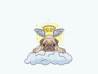 Angel Pug angel animal dog flat gift illustration mascot outline wings