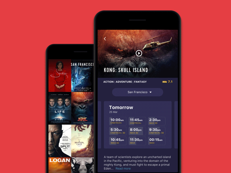 Cinema App Interactions animation app cinema design film interface mobile motion movie ui ux