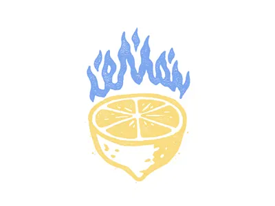 Fire Lemon badge branding design drawing fire flames handrawn icon illustration lemon logo patch