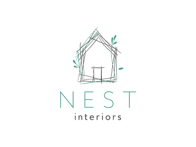 Nest branch design hand drawn home house interior leaf nest tree