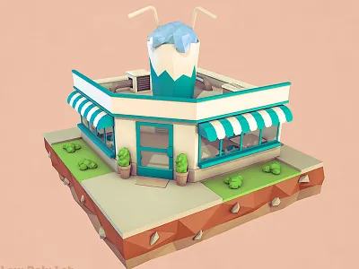 Low Poly Cafe cafe cafeteria cartoon restaurant cocktail coffee food low poly restaurant shop soda store