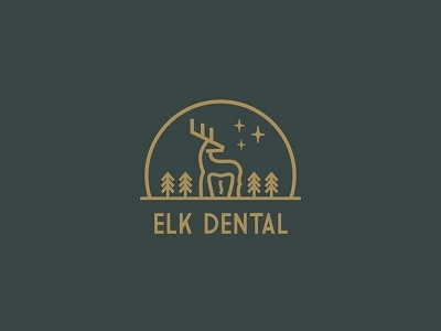 Elk abstract animal buck deer dental design elk lines logo teeth