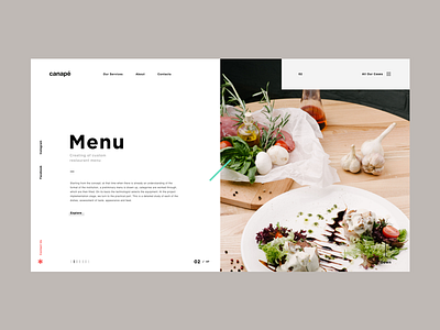 Canape menu page canape design grid interface menu ui ux web website