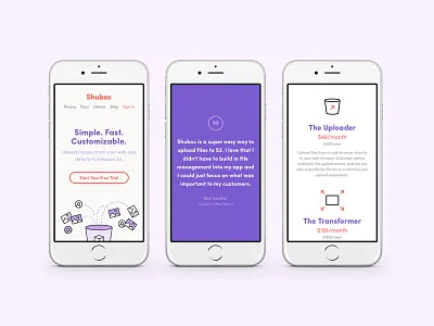 Responsive Shubox app colorful illustration interface marketing responsive ui ux web app