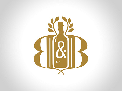 BOUNTY & BOTTLES alcohol b bottle crest gold icon logo monogram wreath