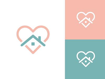 Home Care app medical brand branding checkup health doctor physician home house line outline logo identity love heart soft feminine symbol icon urgent care women woman