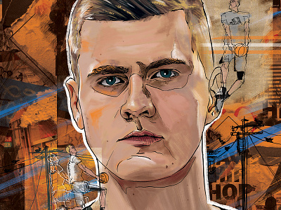 Kristaps Porzingis adidas all star basketball hoops illustration knicks kporzee nba new york playoffs portrait sneakers