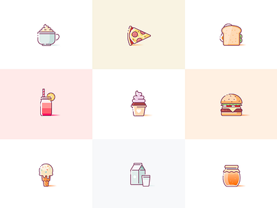 Yummies burger donut food icons illustration illustrations illustrator pizza sketch yummy