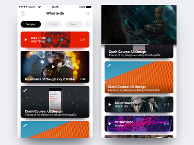 Media Feed app article feed interface ios iphone music screen social ui video