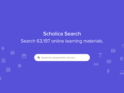 Scholica Search education landing learning search