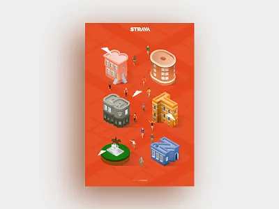 Strava Boston Marathon! architecture boston buildings event fir isometric marathon poster runners running strava
