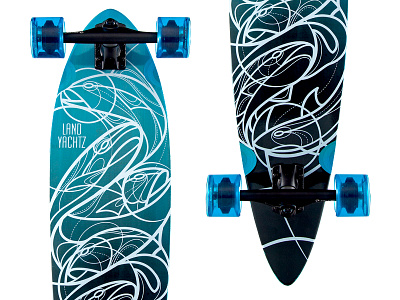 Landyachtz Longboards Fish Design action sports animals fish geometric landyachtz linedrawing longboard longboarding longboards skateboard skateboards