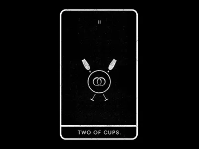 Two of Cups. black cups minimal rings tarot two union white