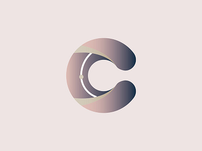 c for... blue c circular gold gradient letter lettering pastel pink type typography