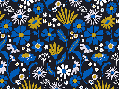 Pretty Flowers fabric floral flowers pattern repeat retro surface design vintage wallpaper