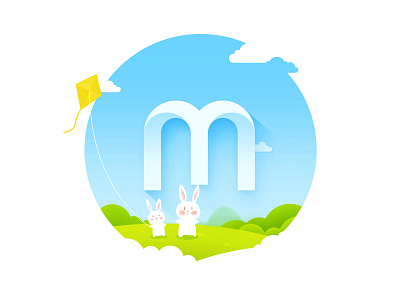spring sky、clouds、rabbit、grassland、m
