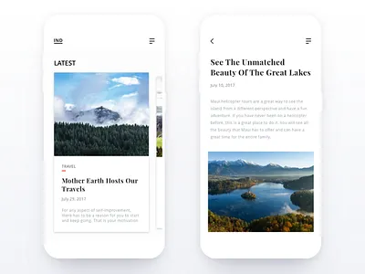 Ind Magazine - Exploration blog card editorial exploration image magazine minimal mobile photography responsive travel website